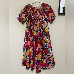 “Banana Split” Floral Smocked Dress  size 8